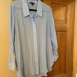 Universal Standard Top Toni Hi Low Tunic Blue Button Down NWT